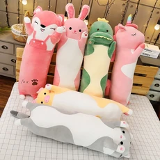 70/90/120cm 만화 긴 동물 플러시 장난감 잠자는 물건 고양이 돼지 여우 공룡 토끼 유니콘 인형 크리스마스 선물, 단일