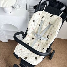 通用型嬰兒車墊 秋冬加厚純棉萬用防滑寶寶推車棉墊, 1個, 黑點小兔