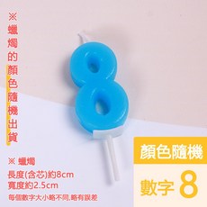 日日好事 GOOD DAY 馬卡龍色數字蠟燭 生日慶生蛋糕裝飾 顏色隨機出貨, 蠟燭【數字８】－１個（顏色隨機出貨）, 1個
