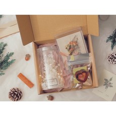 DAY OFF愉快假期 聖誕節禮盒 交換禮物 手機支架 乾燥花 聖誕樹 卡片 燙金 流沙支架 繡球花, 1個, 白色聖誕小樹+粉玫卡