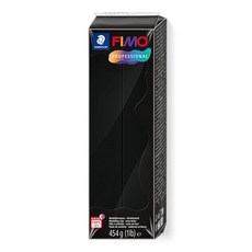 Staedtler FIMO 프로페셔널 폴리머 클레이 - 주얼리 조각 모델링용 아티스트 오븐 베이킹 클레이 화이트 0.5kg(1파운드) 블록 8041-0, 블랙