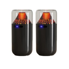 야간 조명이 있는 USB 충전식 화산 모양 가습기, 검은색