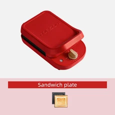 650W 전기 샌드위치 메이커 와플 토스터 베이킹 다기능 아침 식사 타코야키 도넛 Sandwichera 220V, 01 영국, 10 Red with 1 Plates