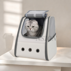 NSION 사계절용 반려동물 백팩 이동가방 고양이 강아지 통풍 산책가방, 1개, 그레이