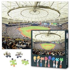 해외 TUMOVO 성인용 1000피스 퍼즐 야구 아트 - 직소 단단하고 어려운 도전적인 클리블랜드 프로그레시브 필드 69.8cm x 50cm27.5인치 19.75인치 가족 게임, 퍼즐-17.