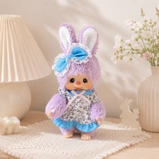 Monchhichi 蒙奇奇 香港限量花園系列 紫兔 娃娃, 藍色兔兔, 1個