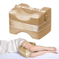 Nockovi 옆으로 자는 분들을 위한 무릎 베개 블랙 새틴 베개 커버 포함 - 엉덩이 및 허리 통증 완화를 조절 가능한 두께 다리 척추 정렬 지지 27.9 x 21.6 19., 샴페인