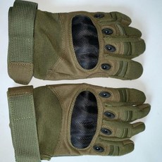 軍綠色全指戰術手套 硬殼護腕 可觸控螢幕 防護防寒, 1個