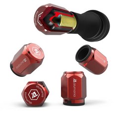 alumania 에어 밸브 캡 【건 메타】 고착을 막는 하이브리드 구조 VU-005-GM 4개 set, 04 레드