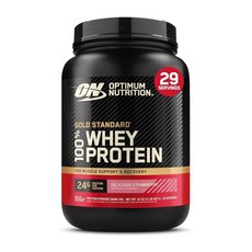 Optimum Nutrition 골드 스탠다드 100% 웨이 프로틴 파우더, 2파운드(1팩), 맛있는 딸기, 1