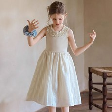 DIU 女童新款連衣裙夏季新款木耳邊光澤公主禮服裙兒童涼感背心裙