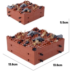 Military WW2 MOC Ruins Blockhouse Building Army Weapons Fortress Pine Accessories Toy Gift, 02 B4-60