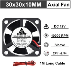 Gdstime DC 12V 듀얼 볼 3010 쿨링 팬 3cm 5V 그래픽 카드 방사형 브러시리스 축 (3D 프린터 쿨러용), 17 12V Sleeve 2P2.54 1M, 01 5PCS