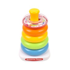 h37 레인보우 타워 링쌓기 (6326) 구슬 5단 쌓기 영유아 오뚝이, 1개
