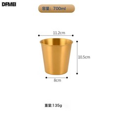 DFMEI 不鏽鋼冰桶小吃提桶韓式薯條炸雞桶酒吧餐廳冰粒桶創意油炸食品籃, 1個, 1L