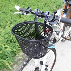 自行車筐山地車前置車筐單車菜籃子摺疊車前掛籃小電動車簍子通用 副廠商品, 摔不爛-掛筐 黑色 送膠管, 1個