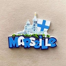 냉장고 자석 기념품 유럽스타일 마르세유 도시 알파벳 문화 창조적 인 장식 Architecture3d 여행 Souv, French Marseille Cit