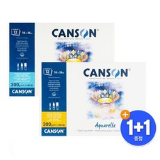캔손 아쿠아렐 수채화지 1면 제본 코튼 60% 전문가용 스케치북 300g 18x26 (1+1), 18x26 황목 (1+1)