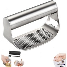 마늘 프레스 스테인리스 프레스 로커 헤비 사람 다진 (1세트) 포함된 브러시 듀티 청소 주방 필러가 스매시 채퍼 도구를 위한, 1