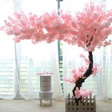 조화 나무 카페 생화같은 조화나무 단풍나무 인테리어 호텔, 1개, 핑크복숭아꽃 라운드형 154x104cm