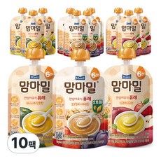 매일유업 맘마밀 6개월 퓨레 맛보기(오트밀사과프룬4+사과퓨레3+바나나퓨레3) 10팩, 100g
