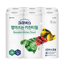 크리넥스 빨아쓰는 위생행주 타월 45매 6롤 1팩, 6개입, 1개