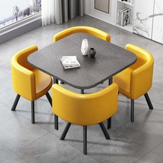 상담테이블 원탁테이블 회의용 사각그레이책상 의자 세트 미팅 테이블 책상, 6