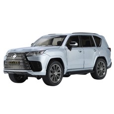 마이카 다이캐스트 합금 1:24 렉서스 LX600 모델 럭셔리 SUV 자동차 모형 피규어 장식, 1개, 색상_실버