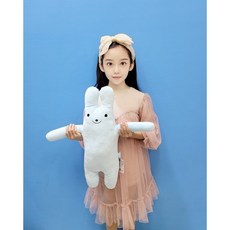 長抱兔抱枕娃娃 大綿兔 法蘭絨兔 愛心兔, (小)淺藍色-長耳兔彩色款