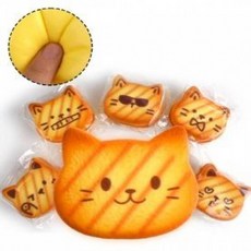 말랑이 스트레스볼 고양이 얼굴 치즈빵 스퀴시 랜덤 1P 빵모양 모찌볼 촉감 놀이, 1개