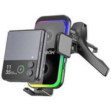 Mankiw맨큐 차량용 고속 무선충전기 15W LED 라이트 송풍구형 거치대, 블랙, M120 블랙, M120