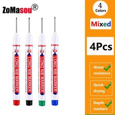 미니먹통 선 선긋기용 수동 긴 헤드 마커 펜 다목적 목공 타일 장식 딥 홀 레드 블랙 블루 그린 잉크 1 개 8 40 80, 20mm Mix 4pcs