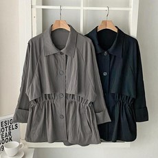 여자 드로우코드 트렌치 바람막이 베이직 자켓