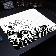 게이밍 마우스패드 웨이브 시리즈 400X450X3MM, 1개, 흑파도