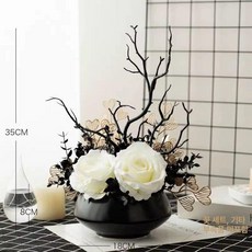 인테리어 조화 화분 대형 인조목 카페 인조나무 예쁜 생화같은 인분 성묘, 클래식 블랙 화이트 세트