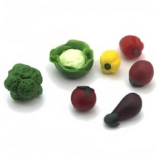 미니어처 과일 및 채소 7개 세트 소박한 시골 정원 농장을 위한 1:12 스케일 혼합 농산물 작고 사실적인 점토 음식 토마토 양배추 후추, 미니어처 과일 및 채소 7개 세트, 소박한 시골 정원