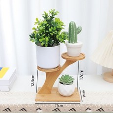 竹木桌面多層植物架 多功能多肉花架 辦公室綠植收納展示架 三托盤, 小號-三托盤（9cm）