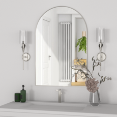 Brendayia 500x750mm 반아치형 벽걸이 거울 욕실 거울 침실 거실, 실버