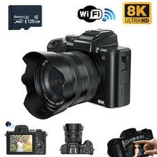 ENITIME 8K 디지털 카메라 wifi HDMI 자동초점 8000W픽셀 전후면 듀얼 카메라 16X디지털 줌 3.2인치 IPS터치스크린+128G SD카드 초보자를 여행 셀카카메라, EMITAIM-DC226K