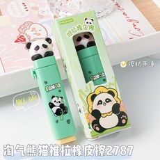 卡通矽膠頭橡皮擦 推拉設計 乾淨不留痕, 1個, 淘氣熊貓