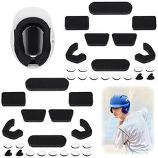 걸프뮤 이스턴 배팅 및 포수 헬멧과 호환되는 범용 헬멧 패딩 핏 키트 야구+ 소프트볼 선수용 2cm0.8인치 두께의 교체 패드 부드러운 폼 패딩 쉬운 설치 450826, 2 450826, 블랙