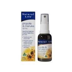 Natural Life 蜂膠與麥盧卡噴劑 舒緩喉嚨不適, 1個, 30L