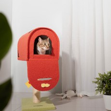 【小芥 Tinypet】雙開門郵筒貓跳台 45*30*79cm 貓跳台 貓窩 睡窩 絨毛布, 1個, 郵筒貓跳台, 紅色