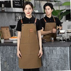 카페 바리스타 작업앞치마 데님 캔버스 방수 주방 공방 미용실 목공 업소용, 블랙