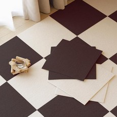 접착식 데코타일 거실용 벽지 스티커 셀프 바닥타일, 28x28cm, 1개, 아이보리+진갈색 (4팩)