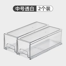 冰箱收納盒 廚房食品抽屜收納盒 食品級食物冷凍整理盒 抽屜式, (減重款)中號透明2個獨立盒裝, 1個