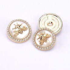 6개의 메탈릭 레진 꿀벌 다이아몬드 버튼 고급 원형 스웨터 코트 울 소형 향기로운 코트 버튼, [01] ML-2-209, [00] 25MM