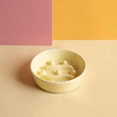 반려동물 급체방지 세라믹 식기 강아지 고양이 슬로우식기 도자기 식기, 1개, 옐로우(소형)