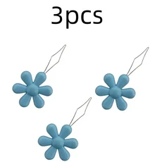 노인용 쉬운 바느질 바늘 장치 꽃 모양 실 꿰기 가죽 공예 도구 바느질 바느질 바느질 액세서리 1PC, 03 Blue-3pcs