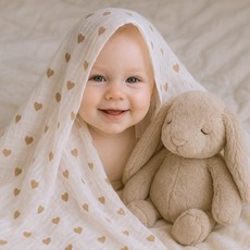 불로홈 대나무 밤부 거즈 아기 유아 신생아 블랭킷 120x120cm, 밤부_내사랑하트(120x120cm)